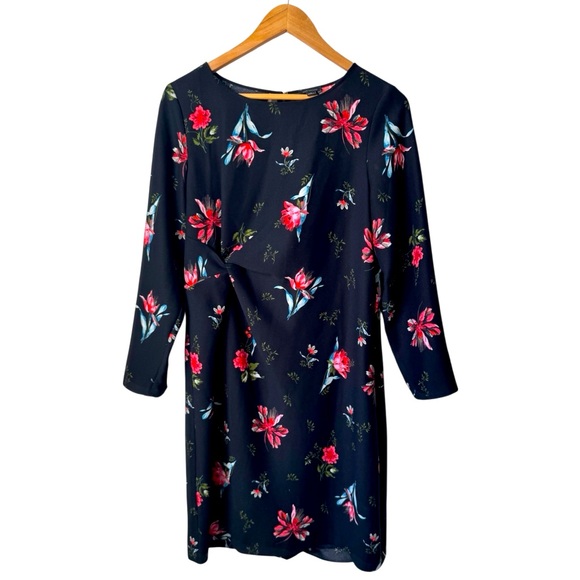 Ann Taylor Black Floral Long Sleeve Dress - Picture 1 of 4